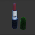 Red Lipstick Cosmetics With Black Case And Silver Accent On Reflective Surface 3d model