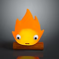 Cute Flame Shaped Decorative Figure With Wooden Base And Stone Accents
