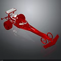Red Racing Car Model With White Seat Top Structure And Four Wheels