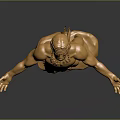 Golden Male Statue With Outstretched Arms Standing On Shiny Base