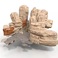 Natural Rockery Landscape With Stacked Stone Blocks And Textured Stone Wall