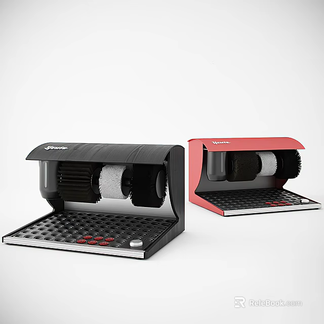 Tornado Black And Red Cleaning Tools With Brush Attachments And Grid Base Design 3d model 