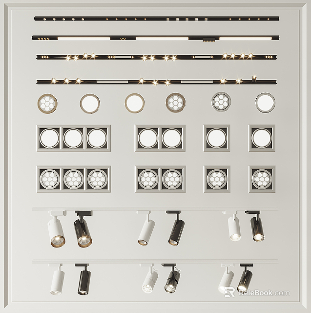 Various Styles of Downlights and Spotlights for Interior and Commercial Lighting Use 3d model 