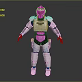 Sci-Fi Human Character Wearing Futuristic White Gray Armor Protective Suit