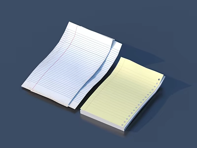 Everyday Stationery Spiral Bound Notebooks With White Lined Paper Red Lines And Yellow Notepad 3d model