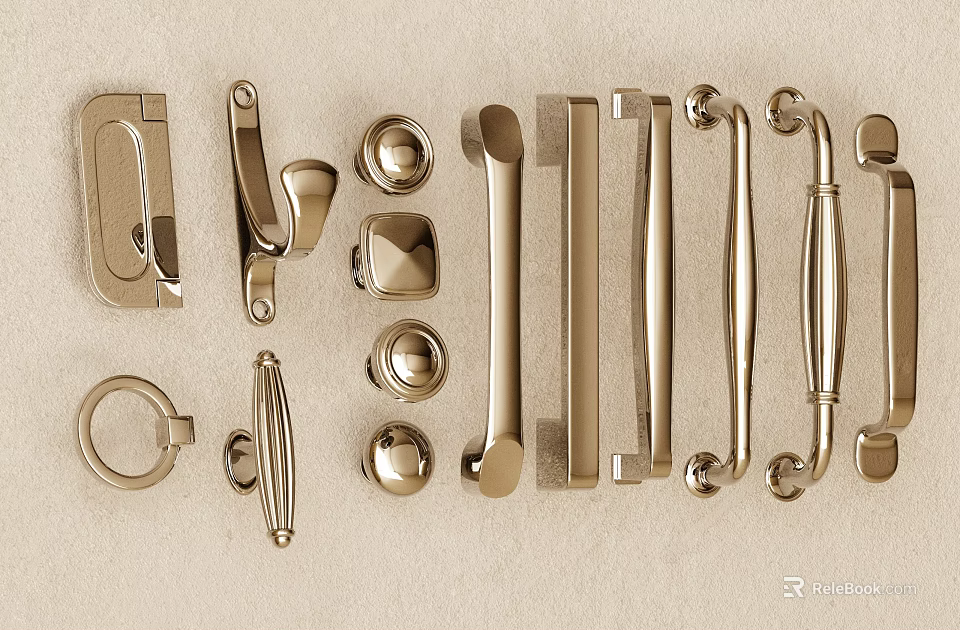 Various Metal Cabinet And Drawer Handles With Different Designs For Home Furniture Hardware 3d model 
