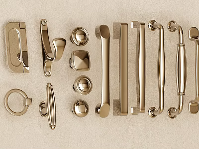 Various Metal Cabinet And Drawer Handles With Different Designs For Home Furniture Hardware 3d model