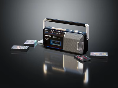 Retro Style Super Fi Portable Radio With Cassettes And Classic Handle Design 3d model