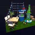 Heineken 0.0 Outdoor Setup Featuring Green Bottle Blue Cooler Chairs And Plants