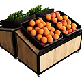 Fresh Fruits Display Stand With Juicy Apricots And Green Grapes