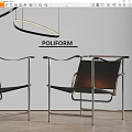 POLIFORM Modern Dining Chairs With Metal Frame Black Leather Seats Against White Wall Hanging Lamp