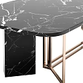 Elegant White and Black Marble Top Dining Tables With Gold Metal Legs Design