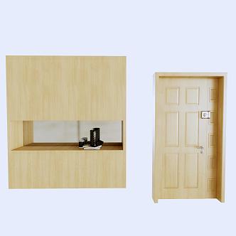 Modern mother and child door anti-theft door shoe cabinet decoration 3d model