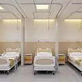 Modern Hospital Room and Bathroom Interior with Medical Facilities and Clean Design