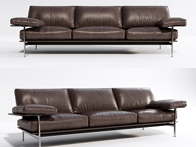 Modern three-seat sofa leather multiplayer sofa model