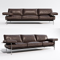 Modern three-seat sofa leather multiplayer sofa 3d model