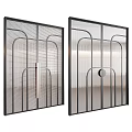 Modern Interior Doors With Grid Design Glass Panel Sleek Black Frames And Handles 3d model