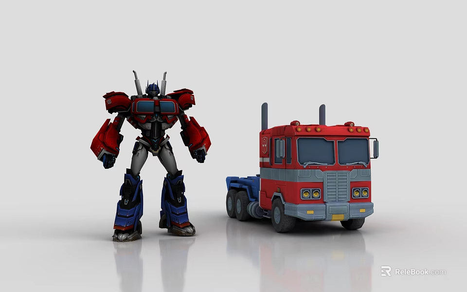 Game Movie Character Optimus Prime Robot And Truck Form With Red Blue Design 3d model 