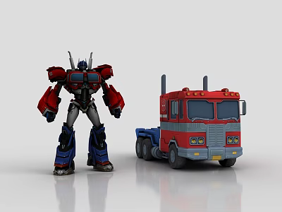 Game Movie Character Optimus Prime Robot And Truck Form With Red Blue Design 3d model