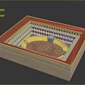 Ancient Roman Colosseum Model With Red Border Circular Arena Tiered Seats And Square Base