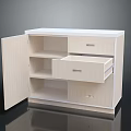 Minimalist White Storage Cabinet With Open Door Shelves And Drawers Interior Design