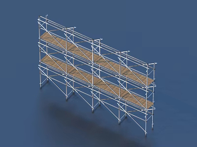 Multi Level Metal Scaffolding Structure For Construction Work With Blue Background 3d model