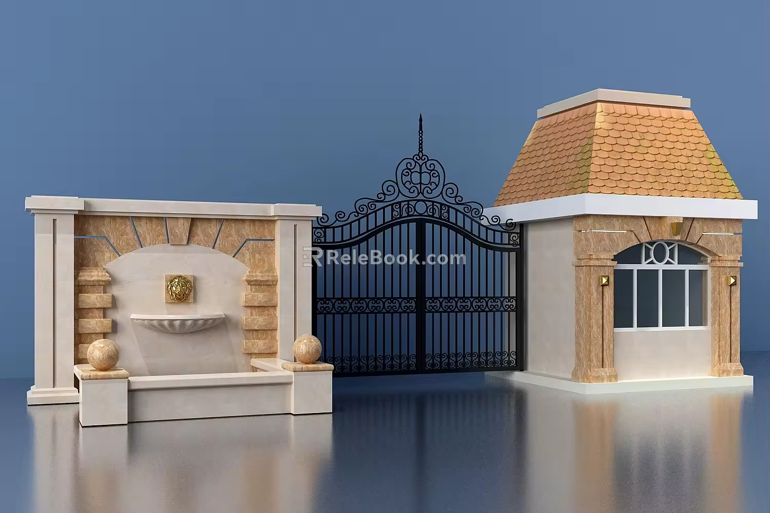 European-style entrance gate 3d model
