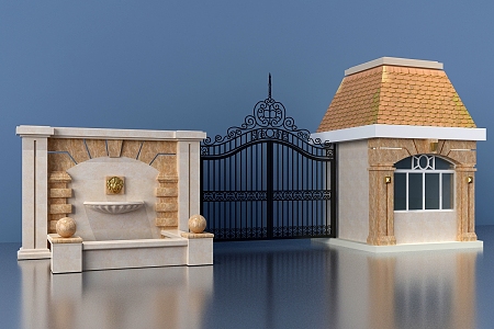 European-style entrance gate 3d model