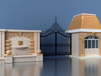 European-style entrance gate 3d model