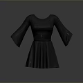 Stylish Gray Cropped Top Design With Flared Sleeves And Pleated Skirt