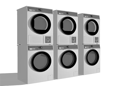 Three Stackable Washing Machines And Dryers For Modern Home Laundry Setup 3d model