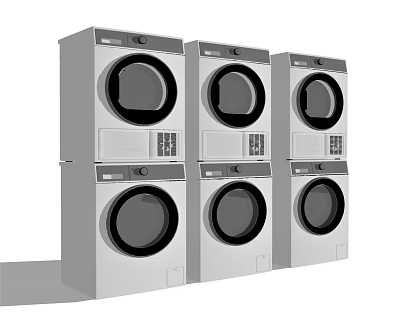 Three Stackable Washing Machines And Dryers For Modern Home Laundry Setup 3d model
