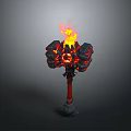 Mythical Fantasy Weapon With Fiery Flame And Lava Texture Hammer Shape Design