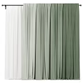 White to Green Gradient Curtains for Home Decor Window Treatment 3d model