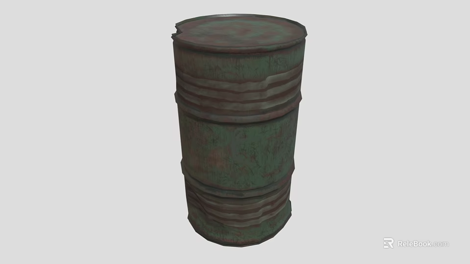 Industrial Equipment Green Rustic Metal Barrel For Industrial Storage Applications 3d model 