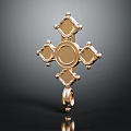 Gold Cross Pendant With Ornate Design Circular Center And Square Elements 3d model
