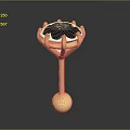 Elegant Golden Decorative Item With Blue Gemstone Top And Spherical Base