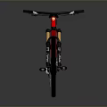 Red And Black Mountain Bike With Large Tires And Suspension System