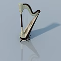 Elegant White And Dark Brown Harp With Decorative Pattern On Light Background