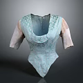Light Blue Women Blouse With Short Sleeves Square Neckline And Lace Details