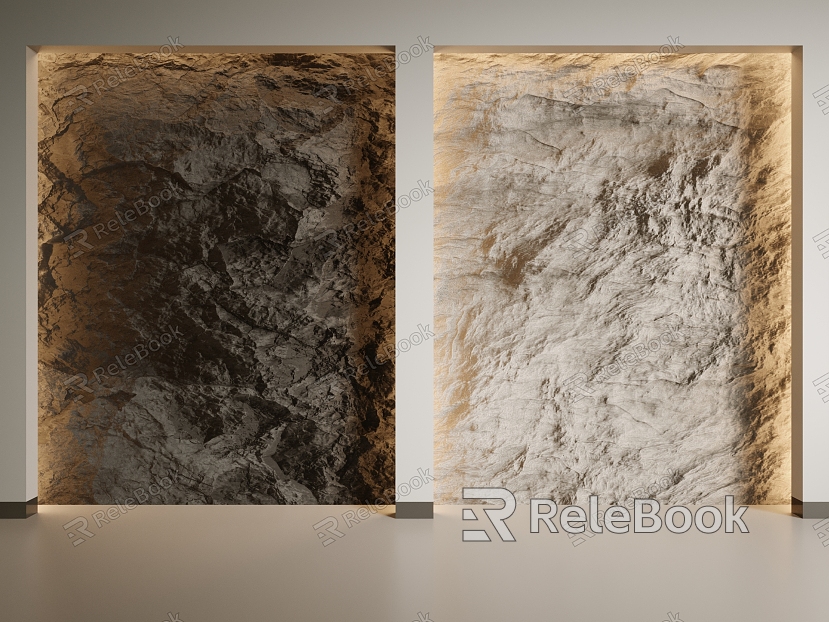 Modern rock background wall culture stone rubble model