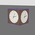 Wooden Cube Clock With Double White Dials And Black Hands For Home Decor