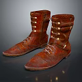 Vintage Brown Leather Boots With Metal Buckles And Lace Up Design