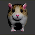 Small Fluffy Hamster with Brown and White Fur Pink Ears and Black Eyes