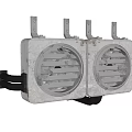 Dual Industrial Metal Square Devices With Circular Vents And Mounting Brackets