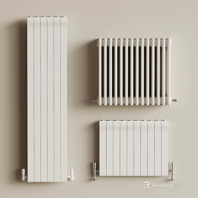 Modern White Wall Mounted Radiators With Sleek Design For Home Heating 3d model 