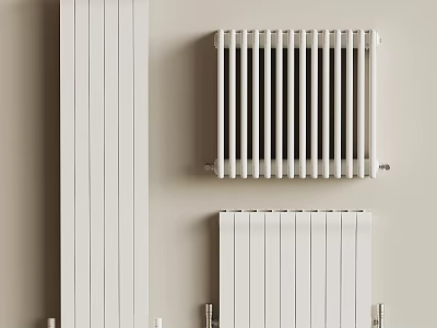 Modern White Wall Mounted Radiators With Sleek Design For Home Heating 3d model