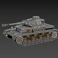 Gray Military Armored Tank 3D Model With Cannon Turret And Track Details