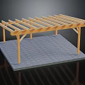 Wooden Pergola Structure With Cross Beams Support Posts And Gray Paved Floor