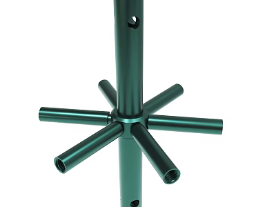 Green Metallic Support Structure With Vertical Pole And Horizontal Branches 3d model